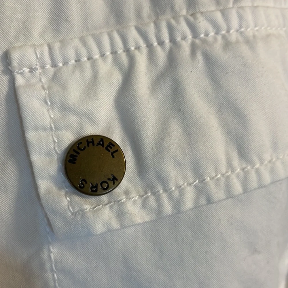 Michael Kors woman’s spring summer white 100% cotton jacket lightweight hood XS